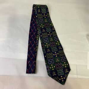 #6638 Tommy HilgierStars Green and Navy Blue Mens Necktie, Tie